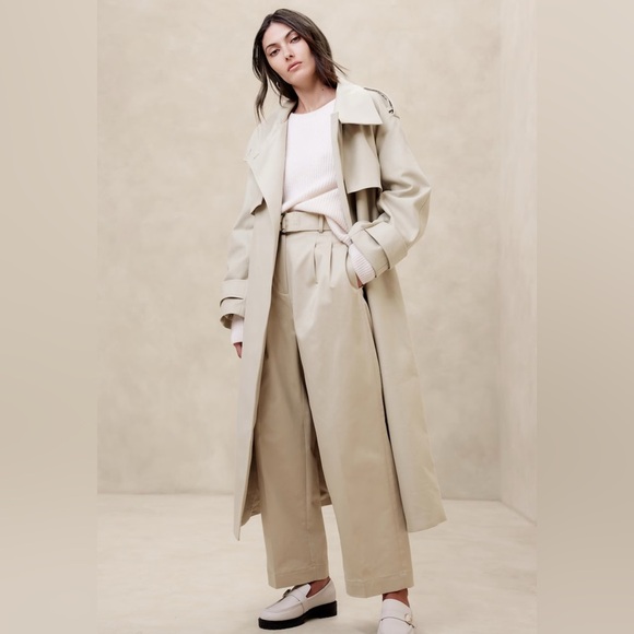 Banana Republic Cruz Pleated Wide-Leg Tan Pants - Size 6 - Picture 1 of 7